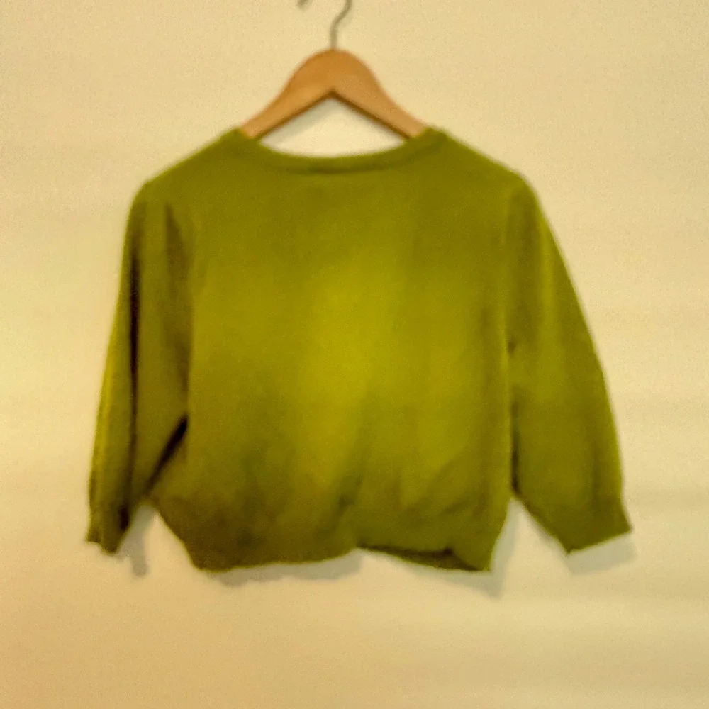 Perceptions Cardigan Women 16W Lime Green 3/4 Sleeve Knit Sweater